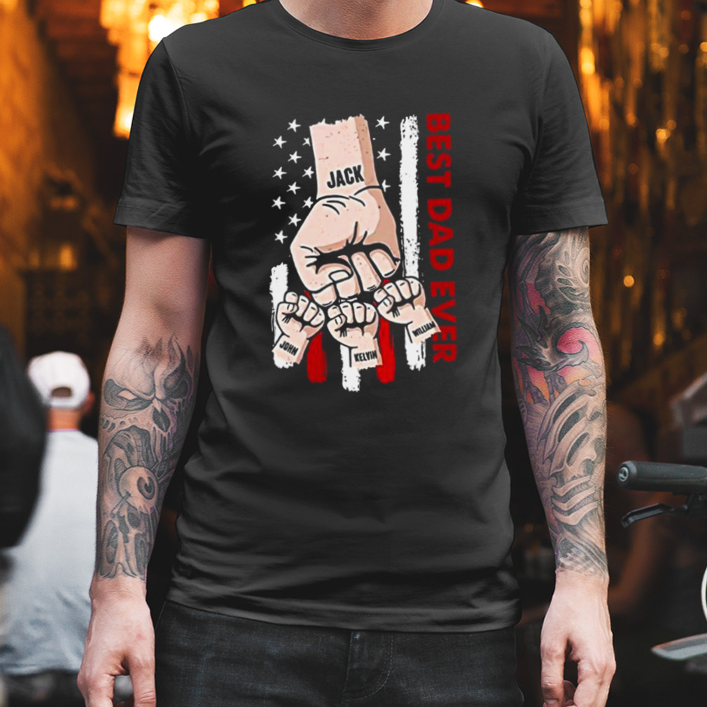 Personalized Dad Raised Fist Hand T-Shirt