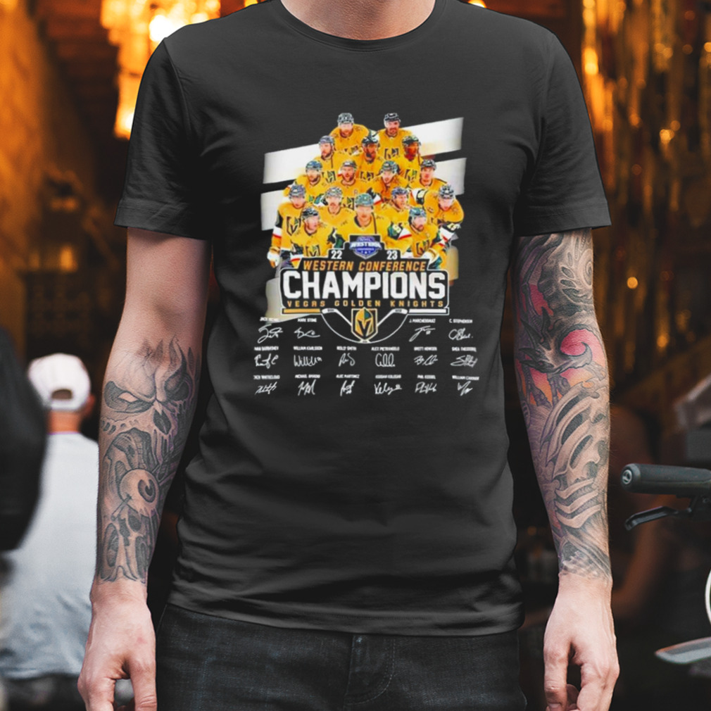 The Vegas Golden Knights Team 2023 Western Conference Champions Signatures Shirt