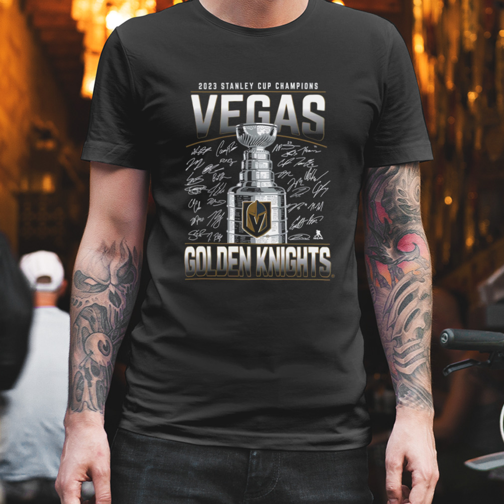 Vegas Golden Knights Stanley Cup 2023 Champions Signature Roster Graphic  T-Shirt - Black - Mens