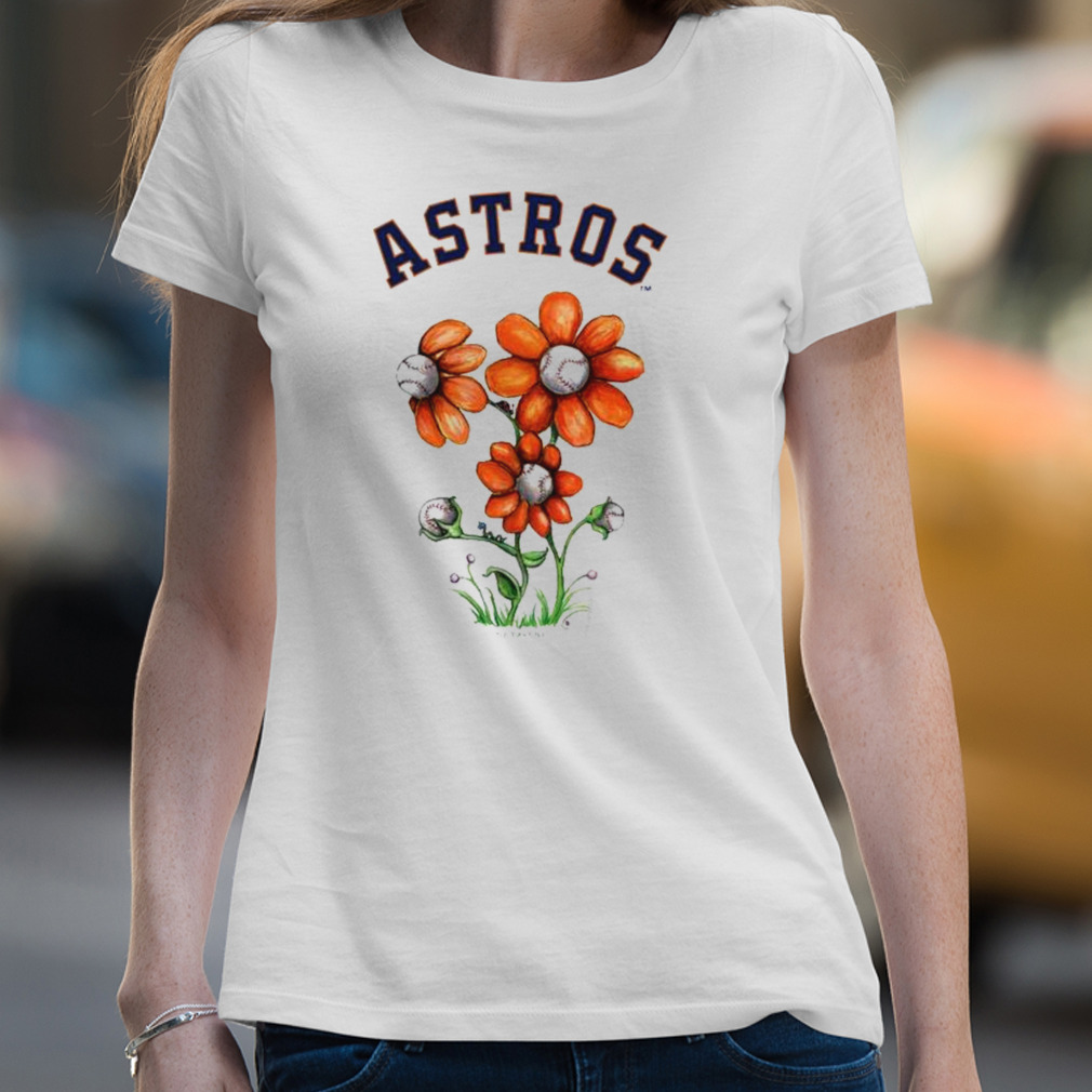 Houston Astros Blooming Baseballs Tee Shirt Women's Small / Navy Blue