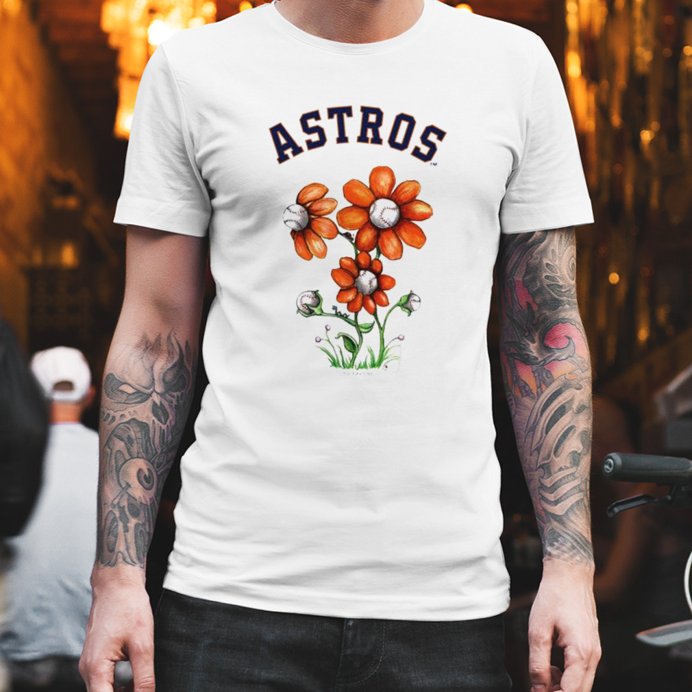 Houston Astros Blooming Baseballs Tee Shirt Women's Small / Navy Blue