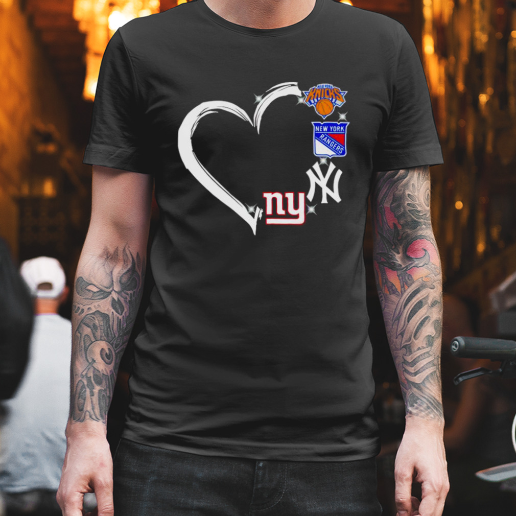 Original Heart New York Yankees And New York Rangers T-shirt