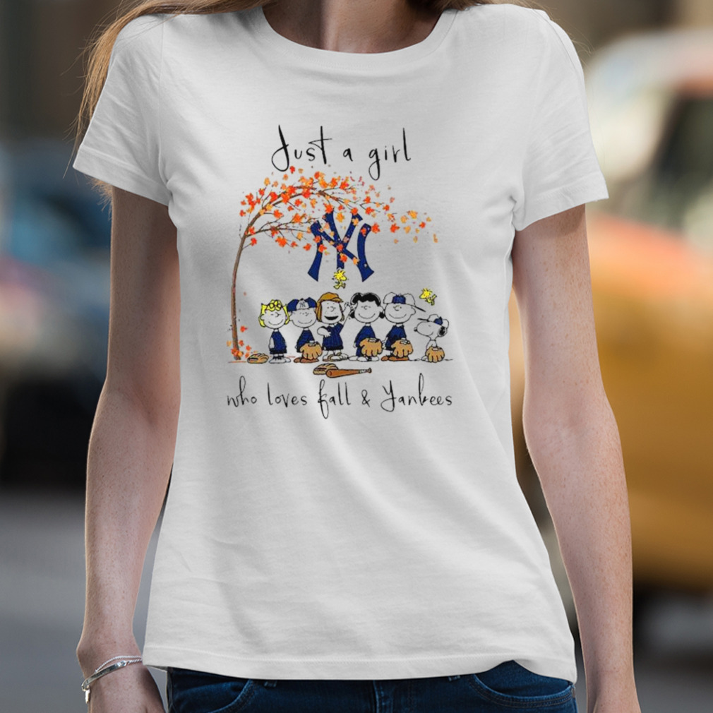 The Peanuts Just A Girl Who Loves Fall New York Yankees Shirt - Shibtee  Clothing