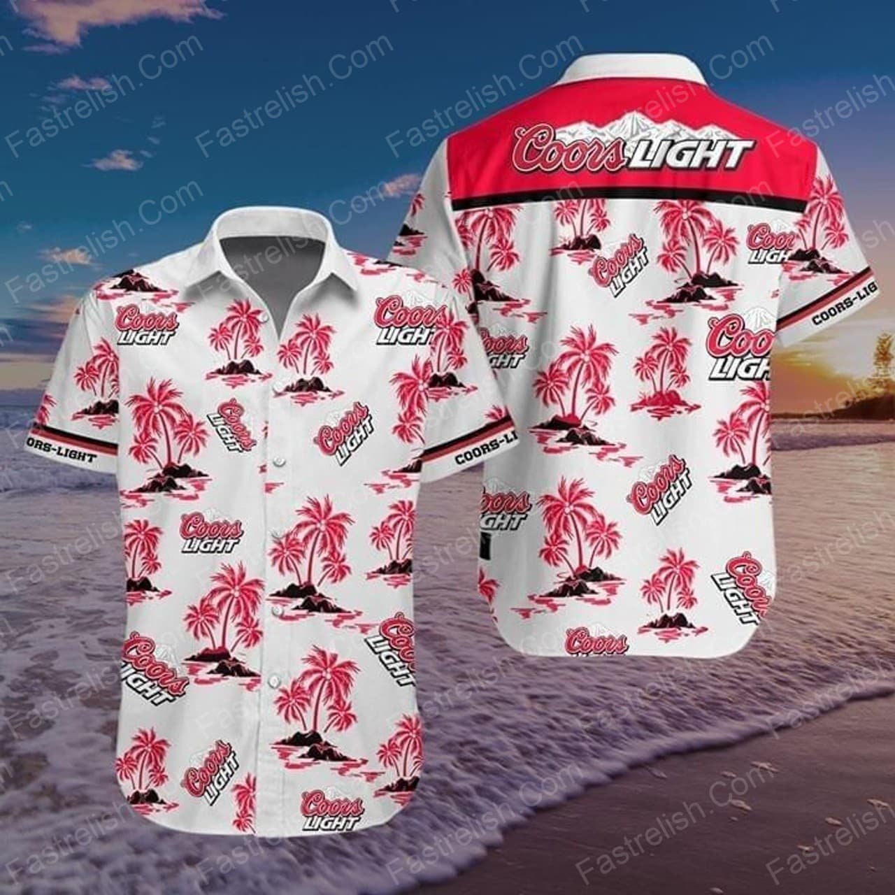 Coors Light Beer Logo Palm Trees Hawaiian Shirt