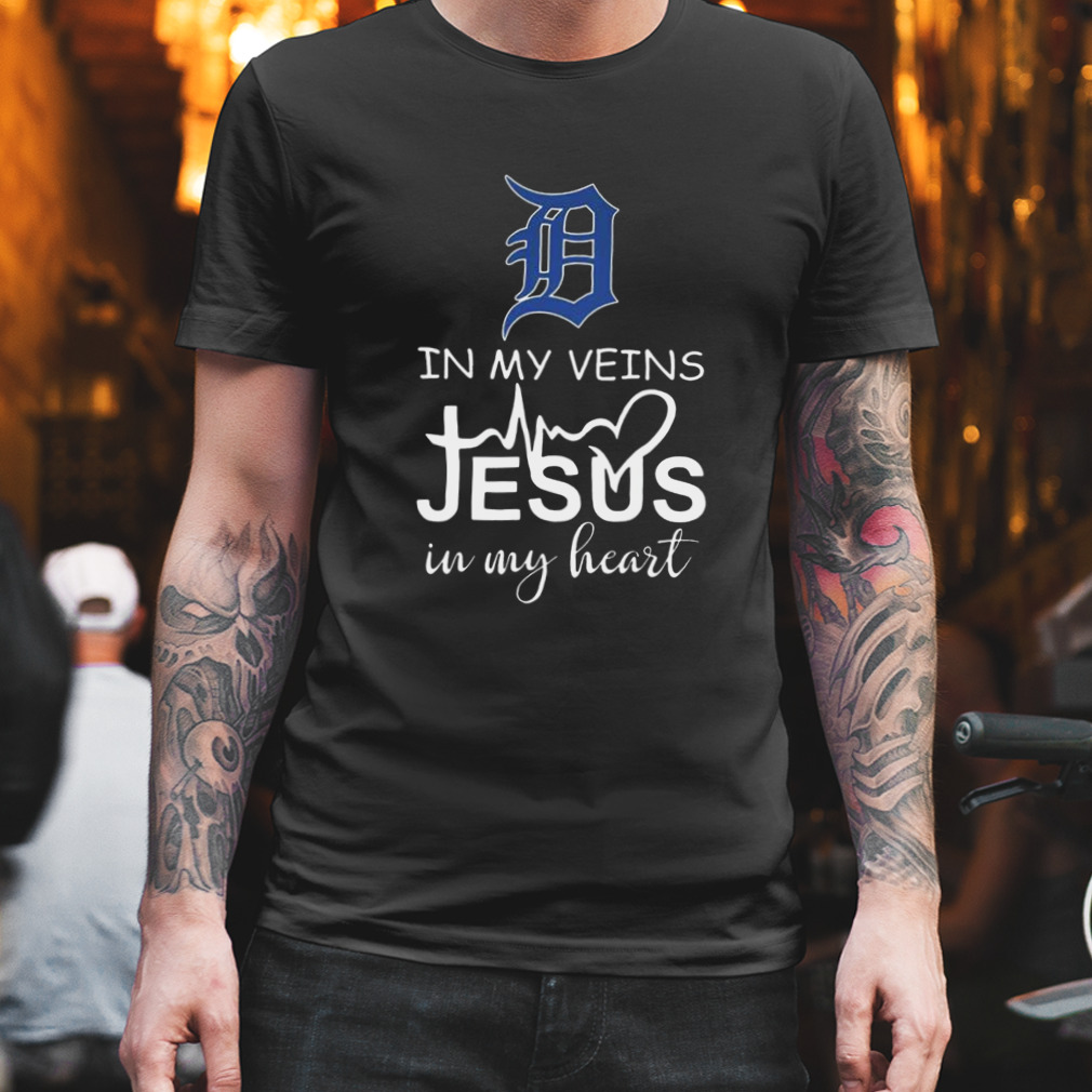 Detroit Tigers Logo 2023 In My Veins Jesus In My Heart Shirt - Peanutstee