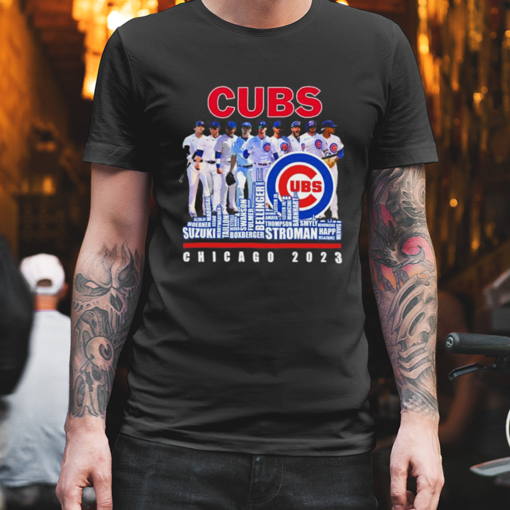 Chicago Cubs 2023 Baseball Team Names Skyline Shirt