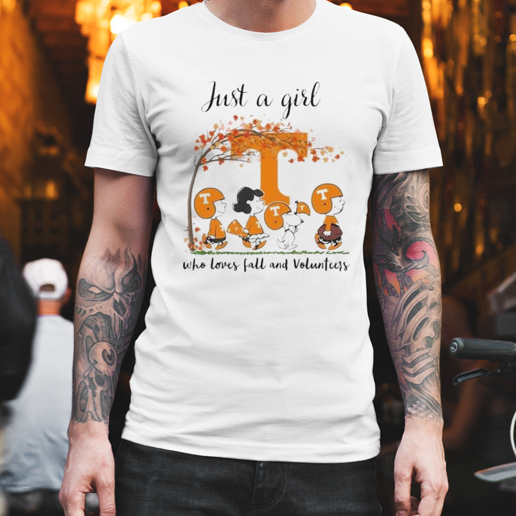 Tennessee Volunteers Peanuts Cartoon Just A Girl Who Loves Fall And Volunteers Logo Shirt