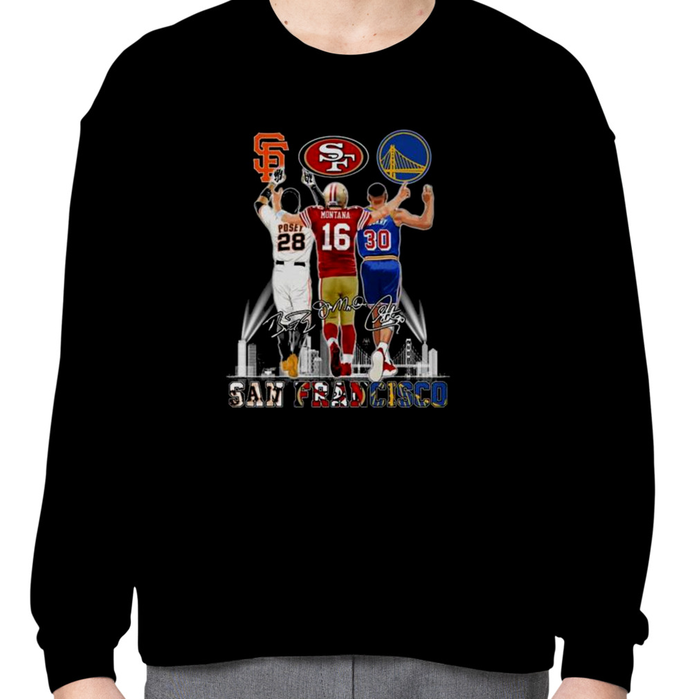 San Francisco City Buster Posey Joe Montana Stephen Curry Signatures Shirt  - Peanutstee