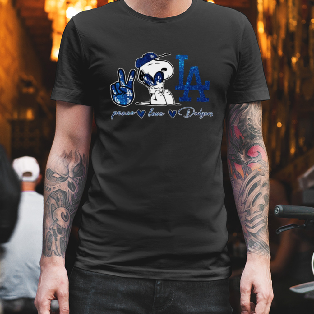 Snoopy Los Angeles Dodgers Peace Love Dodgers Shirt - Peanutstee