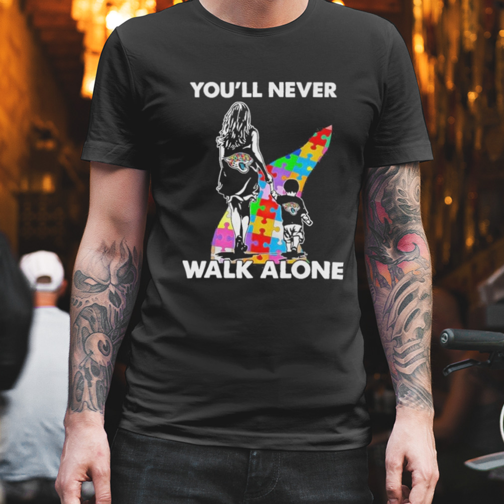 Jacksonville Jaguars You’ll Never Walk Alone Mom And Son Autism T-Shirt