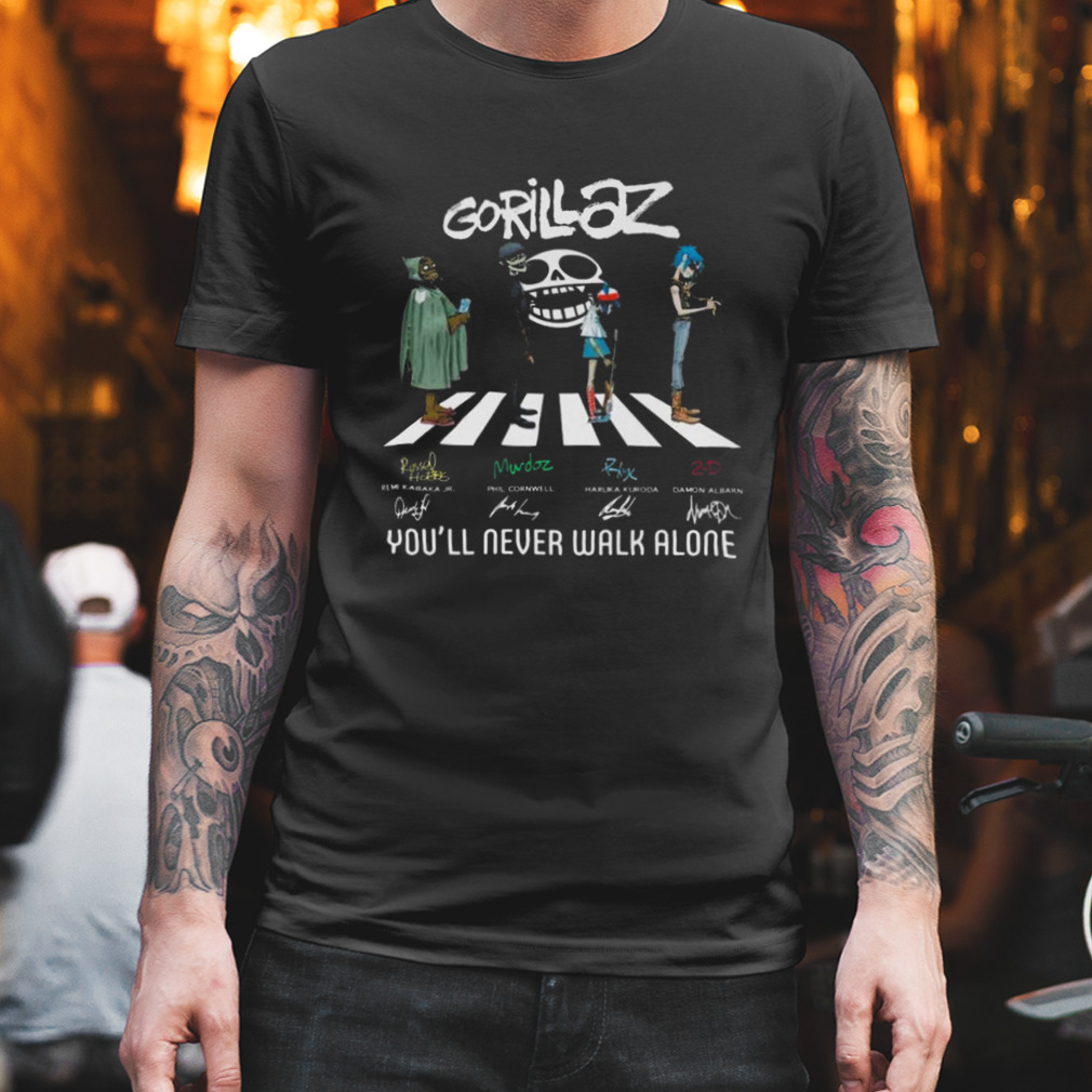 Gorillaz Abbey Road You’ll Never Walk Alone Signatures T-shirt