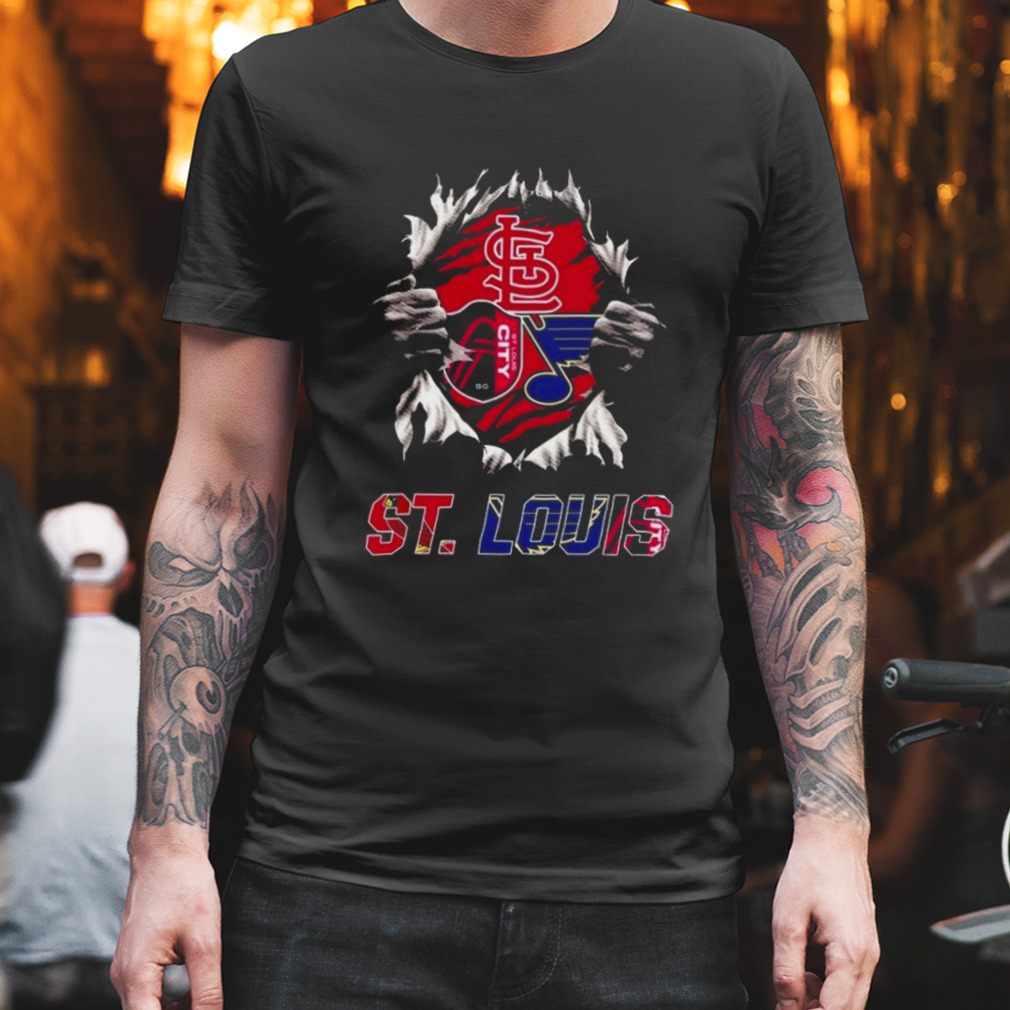 St. louis cardinals st. louis city sc st. louis blues ripping tearing  through logo batman Shirt