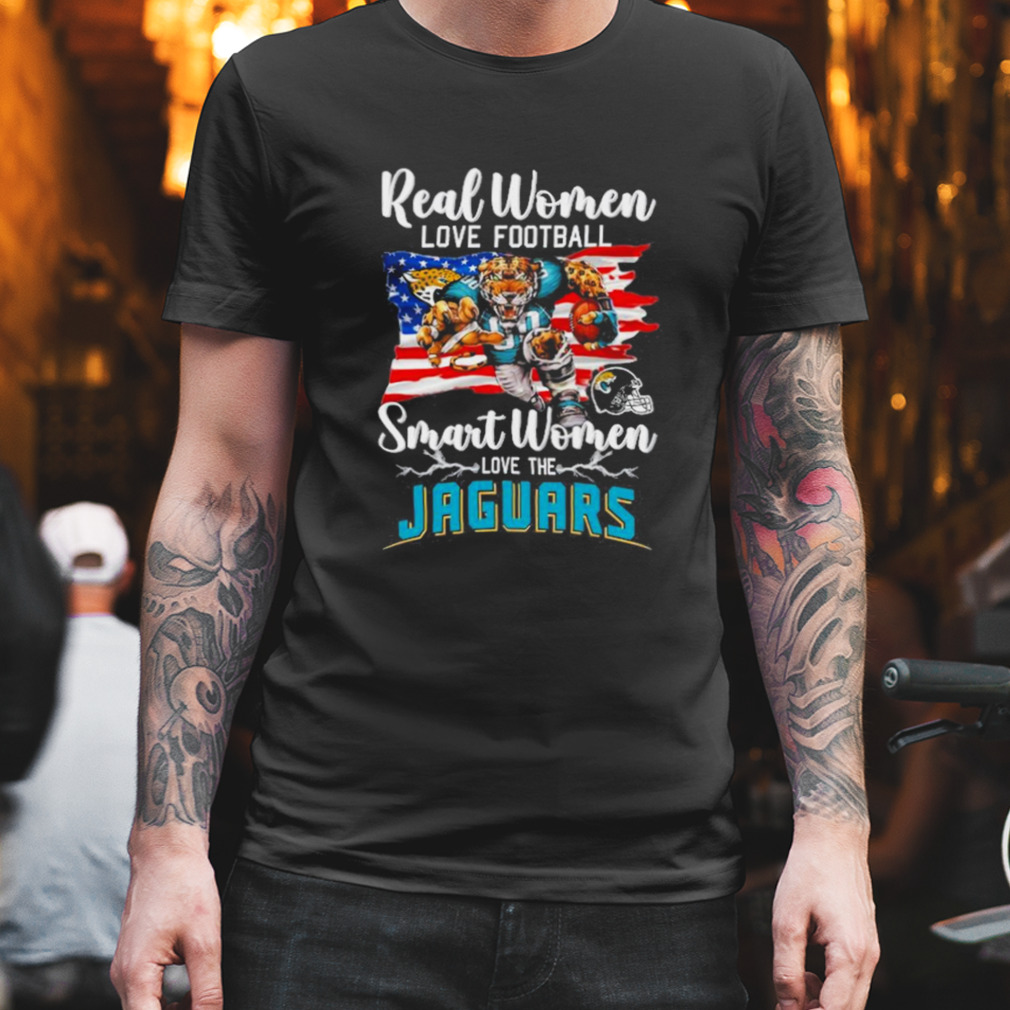 NFL Real Women Love Football Smart Women Love The Jacksonville Jaguars Mascot America Flag T-Shirt