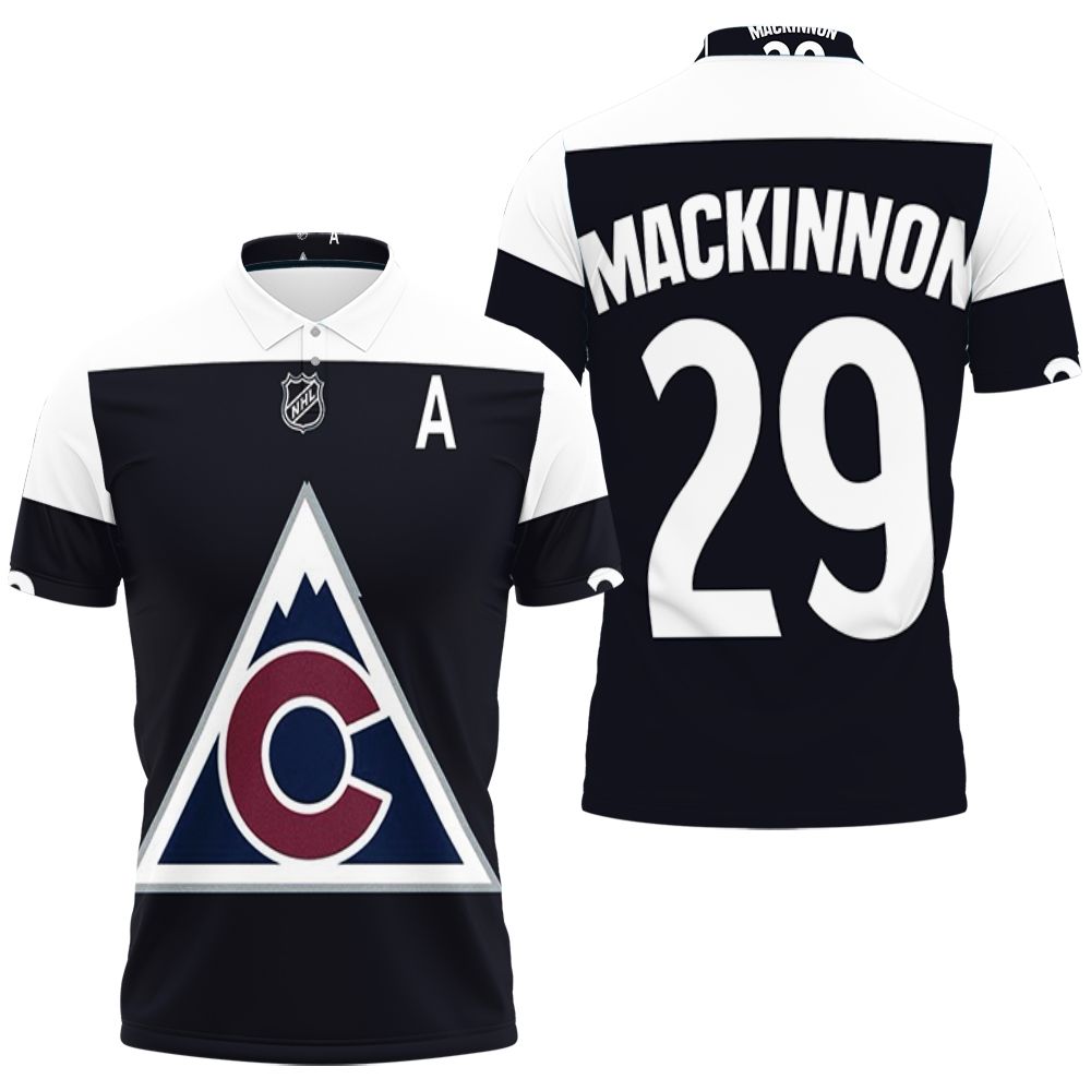 Colorado Avalanche Nathan Mackinnon #29 Nfl Ice Hockey Logo Team 2020 Navy Jersey 3d Designed Allover Custom Gift For Avalanche Fans Polo Shirt