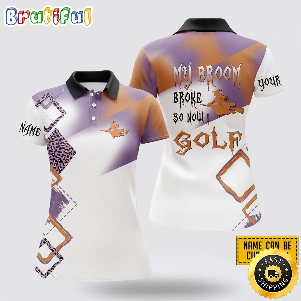 Custom Name Women Golf Polo Shirt Funny Halloween Golf Shirts
