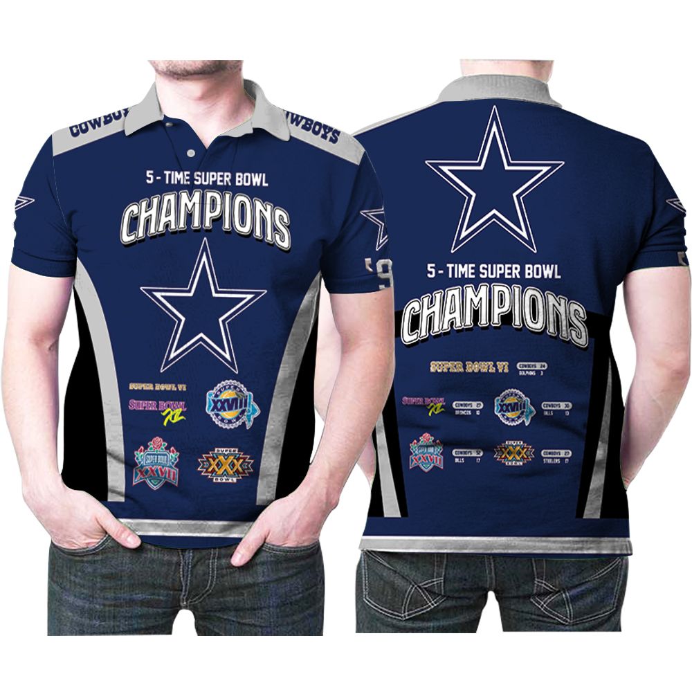 Dallas Cowboys 5x Time Super Bowl Champions Legend Team 3d Printed Gift For Dallas Cowboys Fan Polo Shirt All Over Print Shirt 3d T-shirt