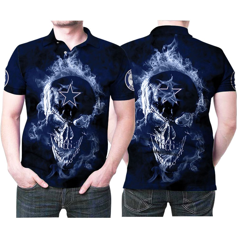 Dallas Cowboys Logo Fire Skull Best Nfl Team 3d Printed Gift For Dallas Cowboys Fan Polo Shirt All Over Print Shirt 3d T-shirt