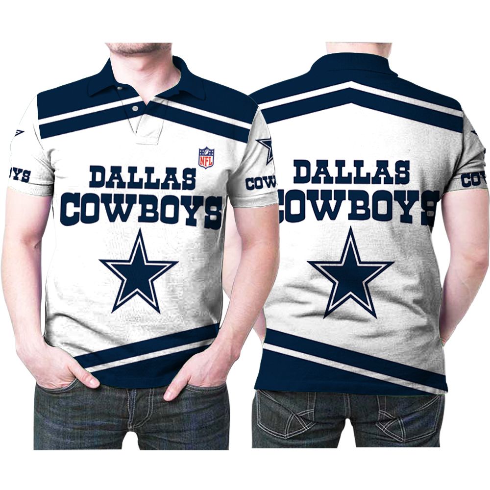 Dallas Cowboys Nlf Logo Blue And White 3d Printed Gift For Dallas Cowboys Fan Polo Shirt All Over Print Shirt 3d T-shirt