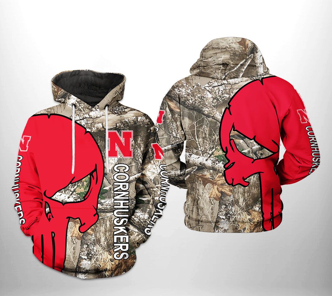 Nebraska Cornhuskers NCAA Camo Veteran Hunting 3D Printed HoodieZipper Hoodie