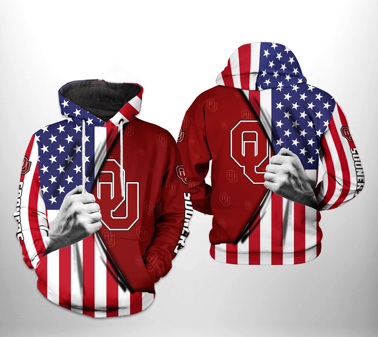 Oklahoma Sooners NCAA US Flag 3D Printed HoodieZipper Hoodie