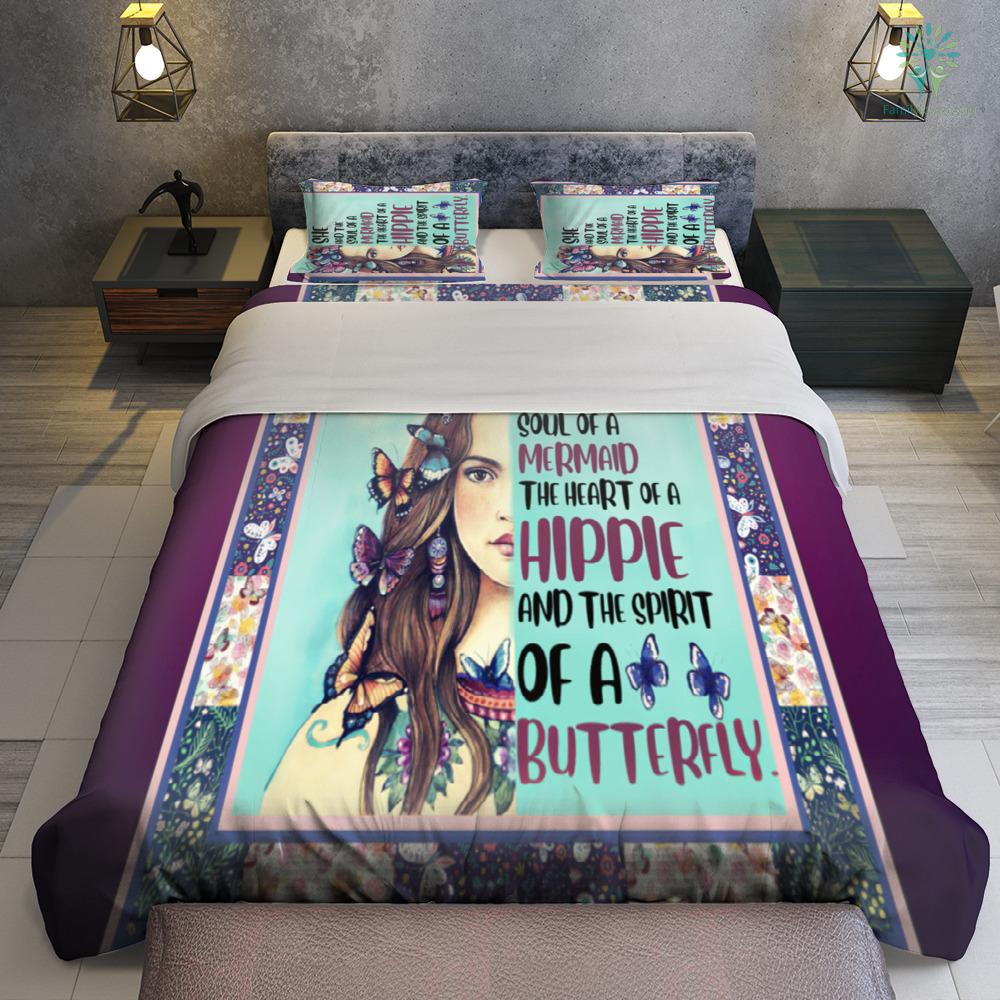 Butterfly Girl Bedding Set - Family Loves US Military Veterans Shirts Gifts Ideas