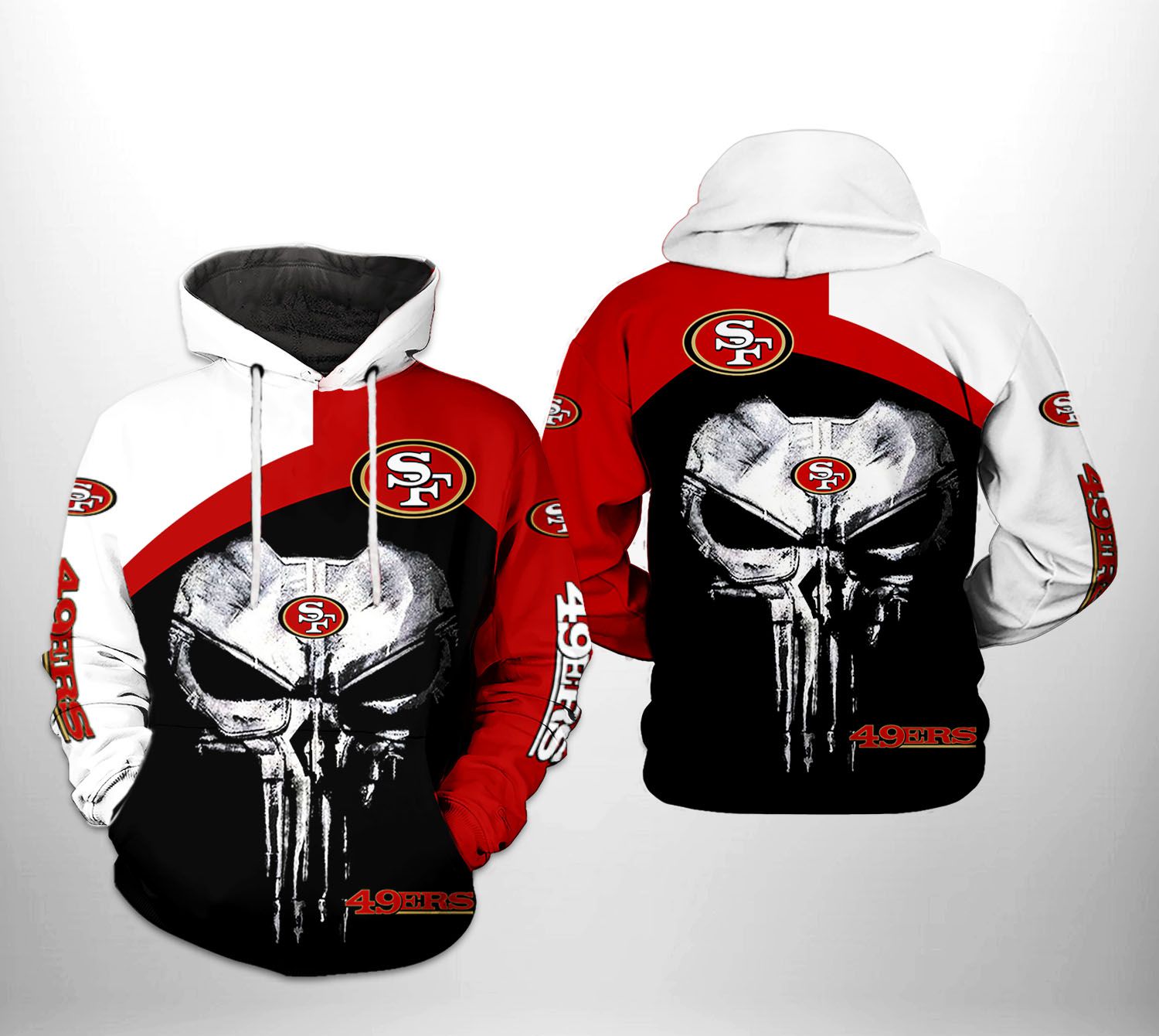 San Francisco 49ers NFL Skull Punisher Team 3D Printed HoodieZipper Hoodie