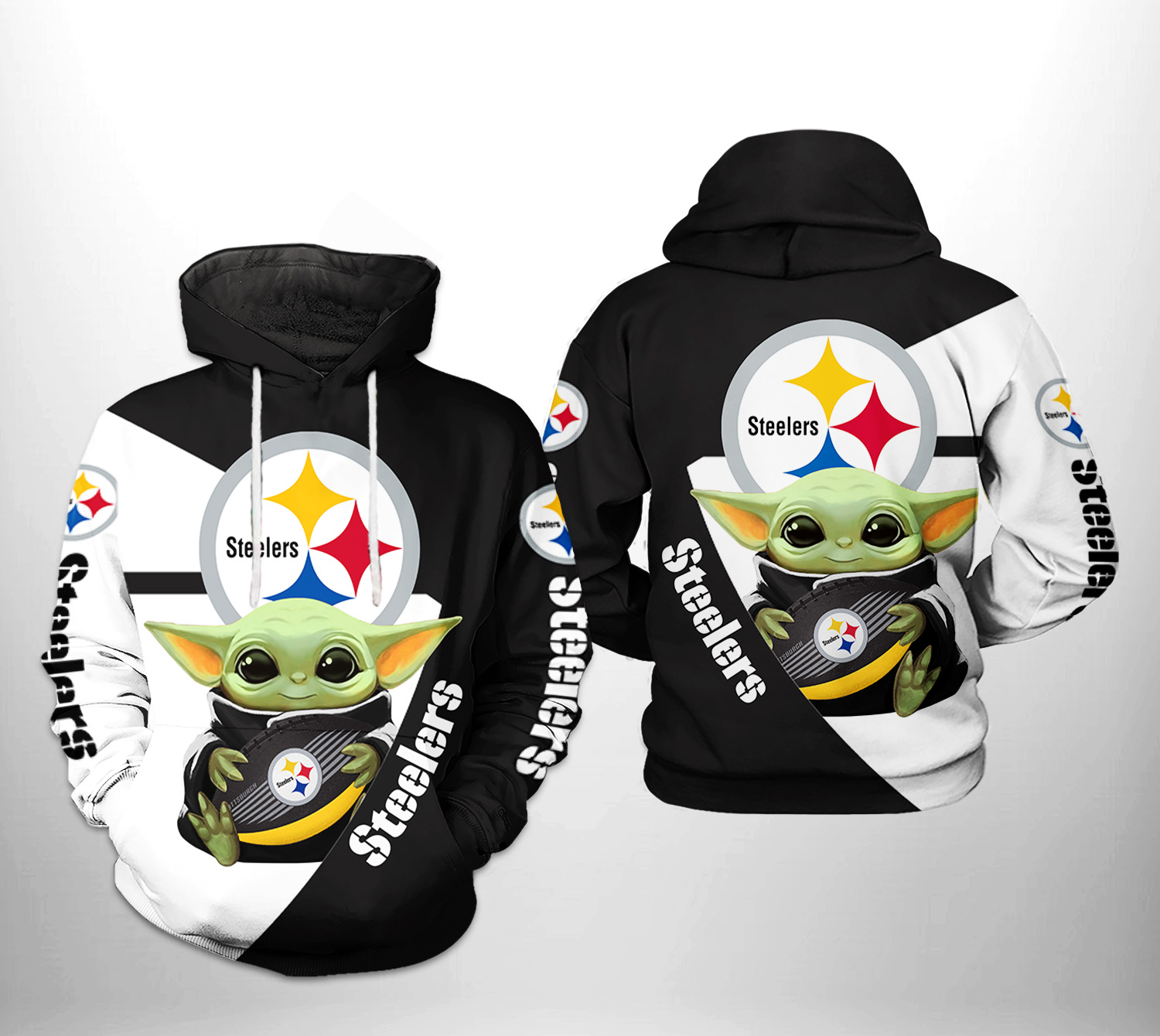 Pittsburgh Steelers NFL Baby Yoda Team 3D Printed HoodieZipper Hoodie
