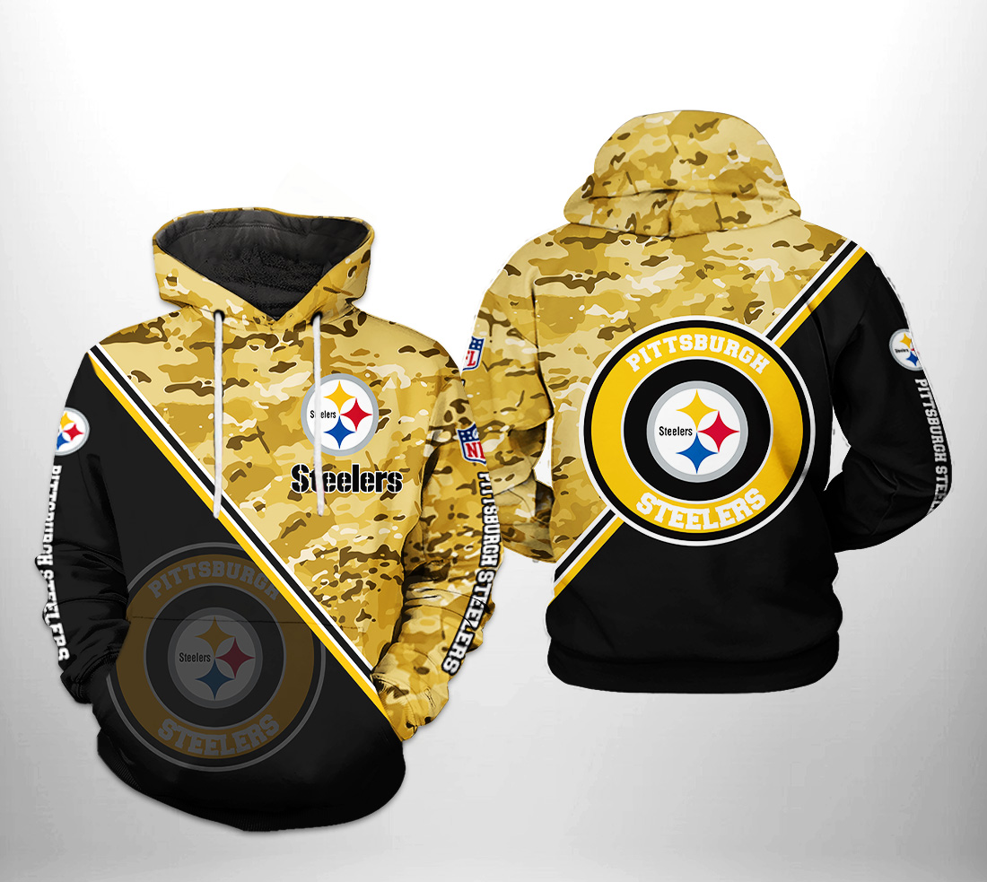 Pittsburgh Steelers NFL Camo Team 3D Printed HoodieZipper Hoodie