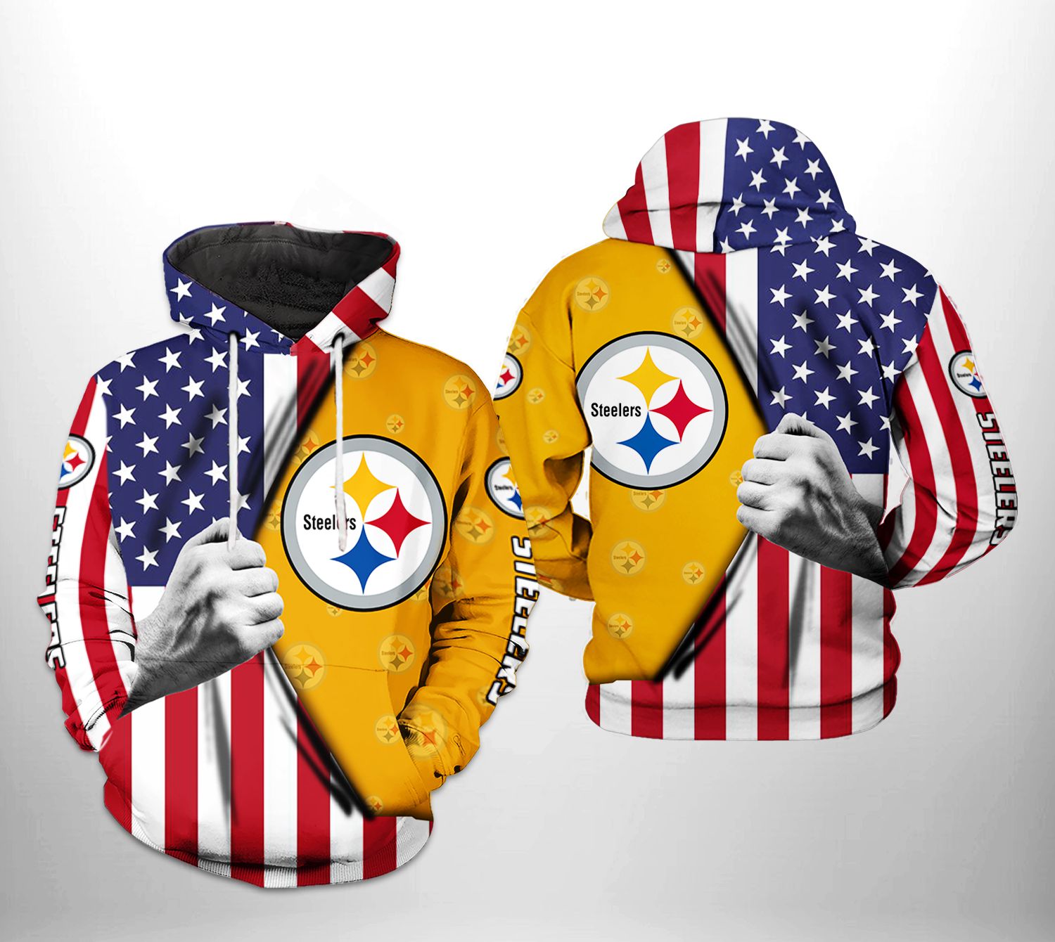 Pittsburgh Steelers NFL US Flag Team 3D Printed HoodieZipper Hoodie