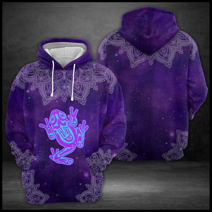Purple Frog Mandala 3D Printed HoodieZipper Hoodie
