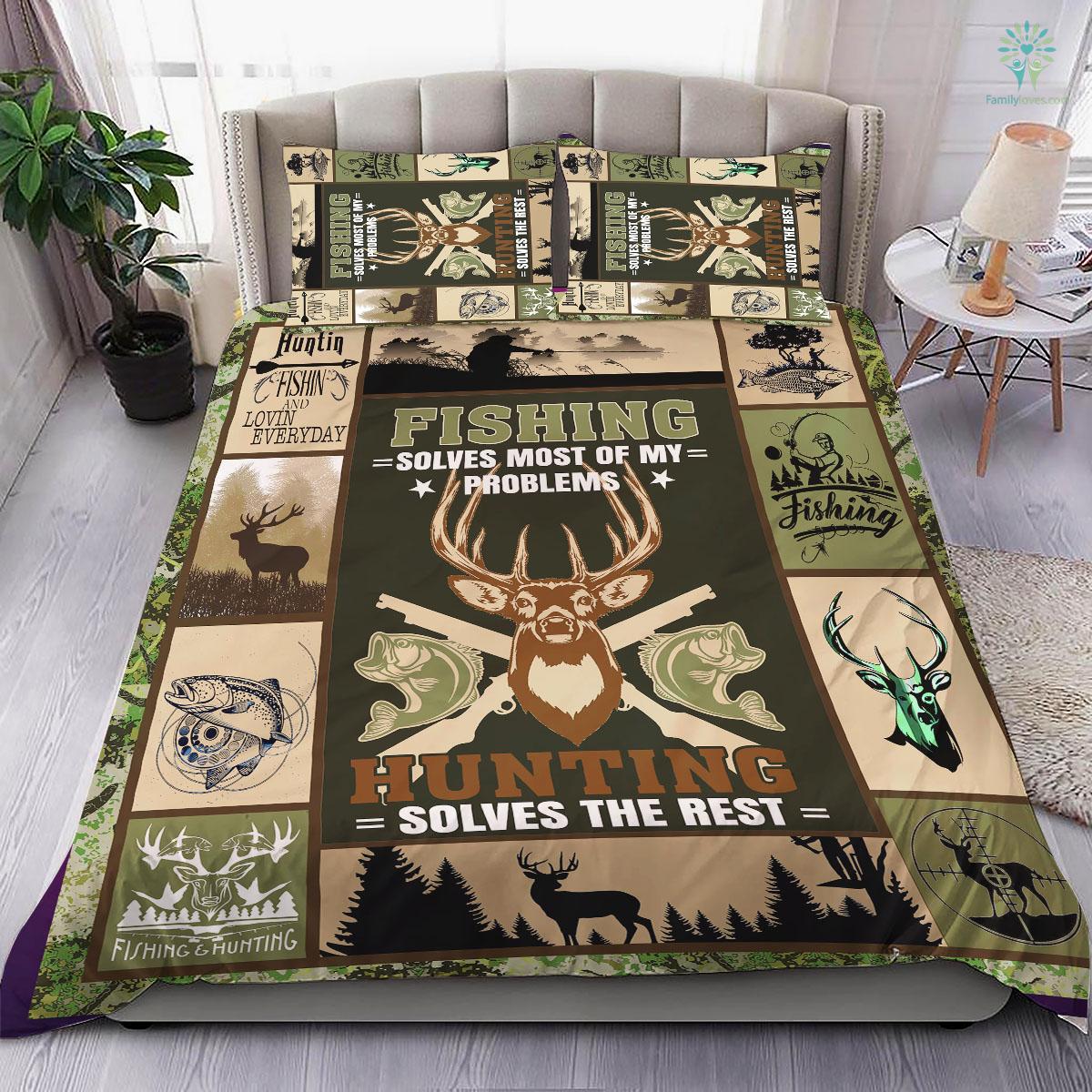 Hunting 3 Bedding Set - Family Loves US Military Veterans Shirts Gifts Ideas
