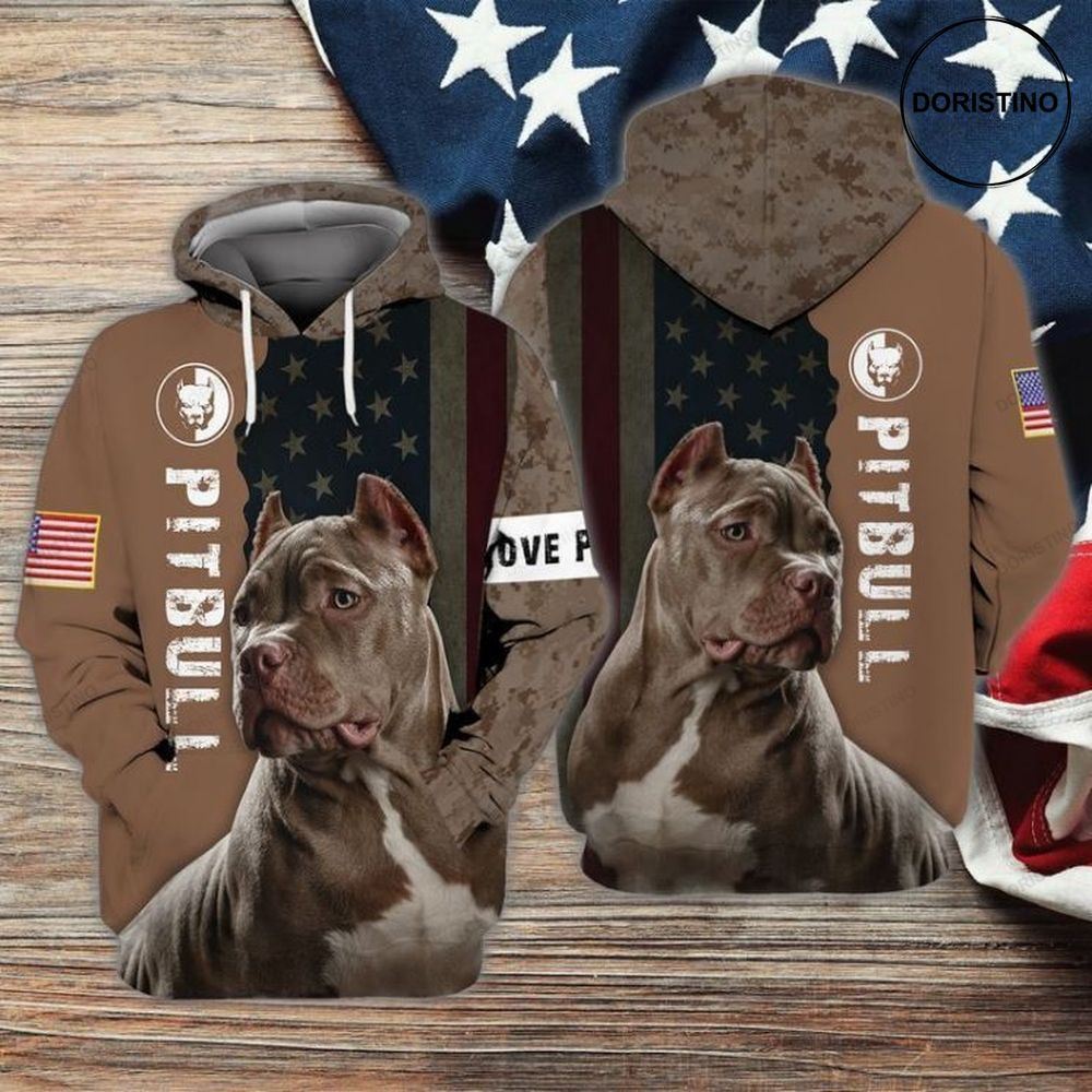 4th Of July Independence Day American Pitbull Dog V2 All Over Print Hoodie