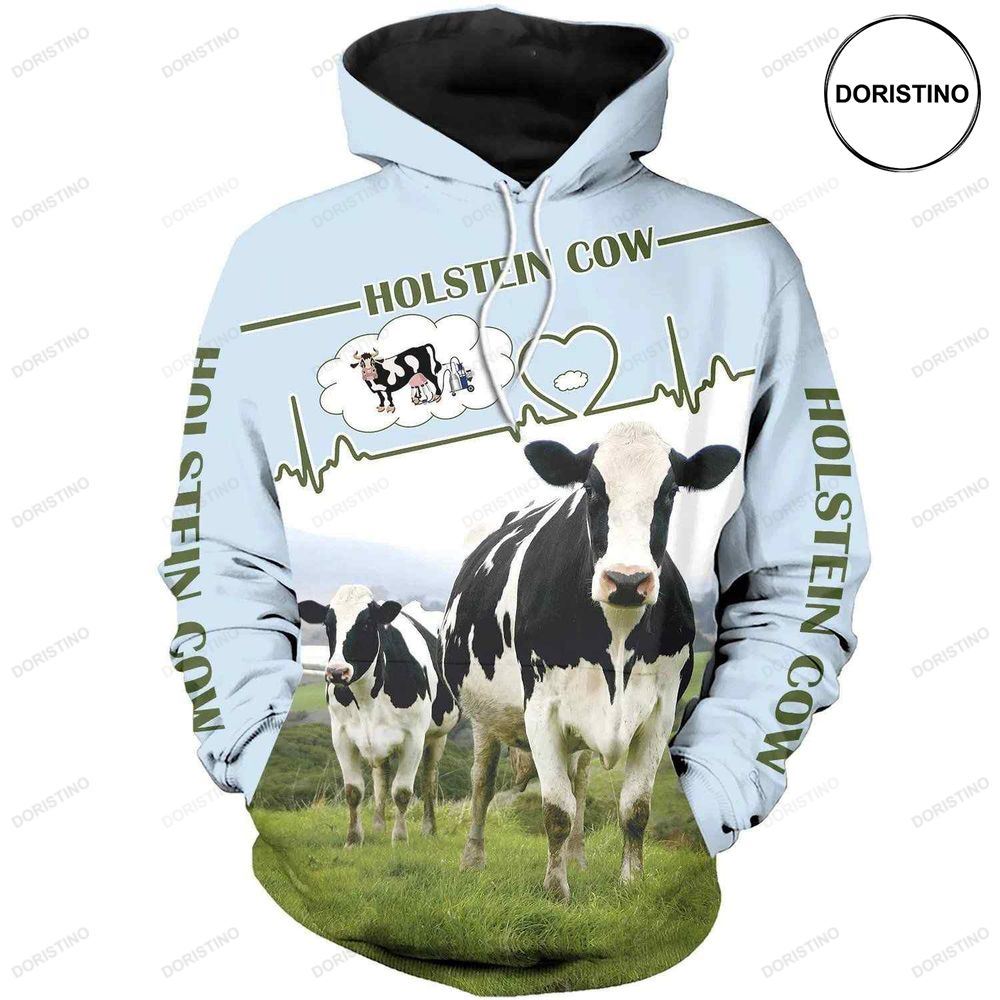Farmer Dairy Cow Blue Labour Day Awesome 3D Hoodie