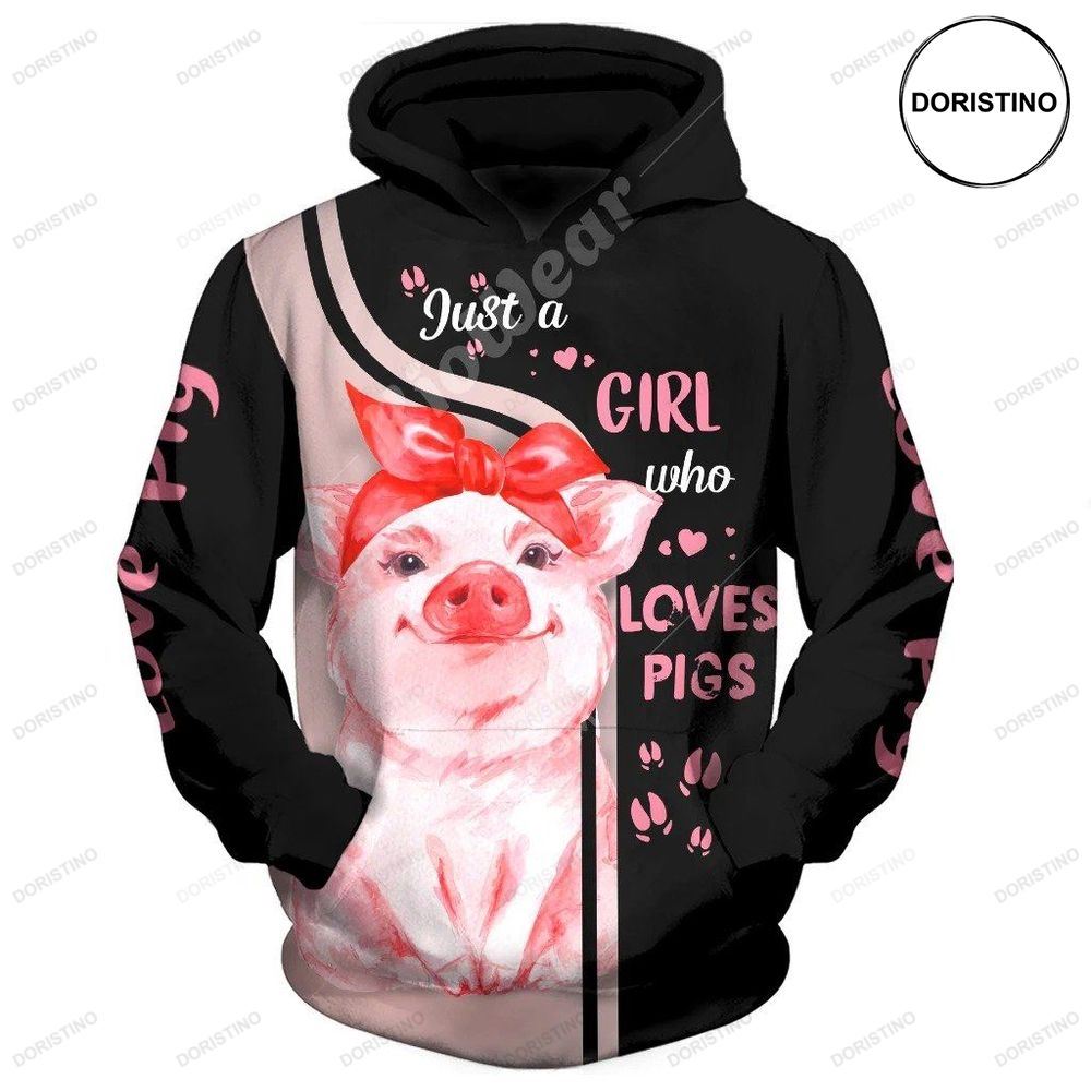 Farmer Gifts Lovely Pigs Black Pink Awesome 3D Hoodie