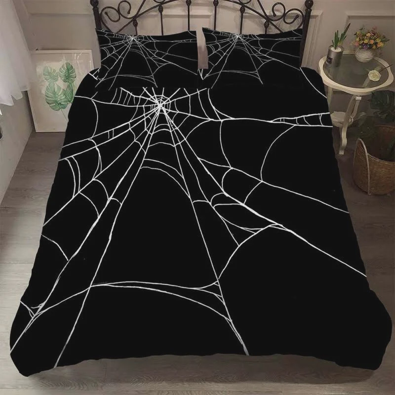 3D Spider Black Cotton Bed Sheets Spread Comforter Duvet Cover Bedding Sets